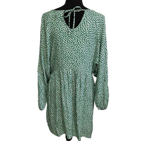 Urban Outfitters Daisy Street Size Medium Boho Green Print Long Sleeve - Picture 3 of 6